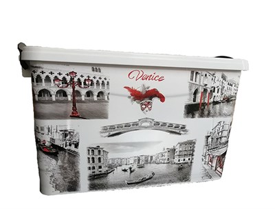 Контейнер д/хранения 50 л белый-черный Венеция 543112