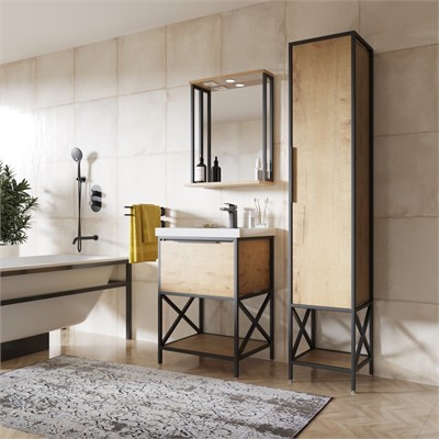 Зеркальный шкаф "БРУКЛИН" 60 Дуб Бунратти с подсветкой ЛОФТ (ЛДСП) 543581