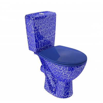 Унитаз-компакт "Соло" синий кракелюр (гориз, нижн, сид. полип., 2-кн.арм.) (Rosa) 544414