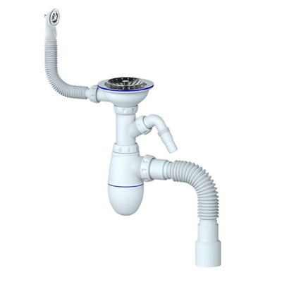 Сифон 3 1/2*40 B436V с круг. перел, с носиком, с гофрой 40*40*50 UNICORN 544820