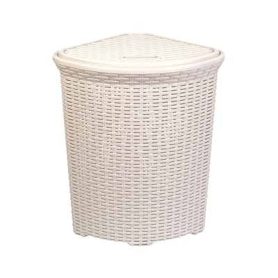 Корзина д/белья с крышкой УГЛОВАЯ 60л  РОТАНГ слоновая кость 544846