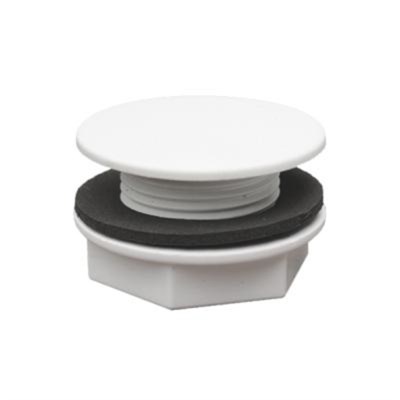 Заглушка (D43мм, L=50мм, 1/2"«папа») пластиковая с контргайкой; цвет-белый 863584