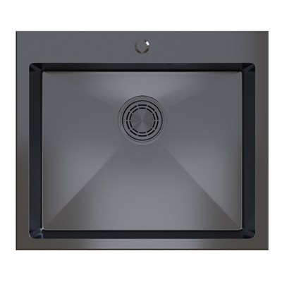 Мойка настол.монтаж 60х45 (3,0) вып 3 1/2  MIXLINE PRO С ФАСКОЙ 22см с сифоном (черный графит) 547236
