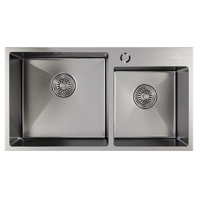 Мойка настол.монтаж 72х40 (3,0) 2-х ЧАШЕВАЯ вып 3 1/2  MIXLINE PRO 22см с сифоном (сатин) 547240