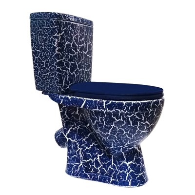 Унитаз-компакт "Лира" синий кракелюр (косой, нижн, сид. полип., арм) (Rosa) 548820
