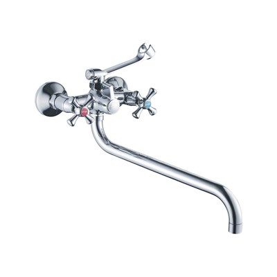 Смеситель для ванны и раковины 1/2 кер CN2642-2 CRON труб. излив 350 мм, с душ. аксессуарами ХРОМ 549366