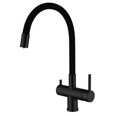 Смеситель для кухни 35к G4398-36 GAPPO гибкий излив, с вых. для питьевого фильтра, ЧЕРНЫЙ 549412