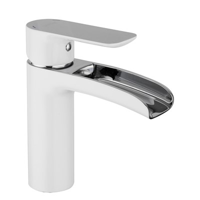 Смеситель для раковины 25к G1048-8 GAPPO литой, каскадный излив, п/гайку, БЕЛЫЙ-ХРОМ 544090