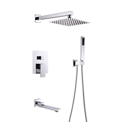 Душевая система 35к ПРОФСАН ПСМ-CB-03 лейка "Тропический душ квадрат " встраиваемая, ХРОМ 550396