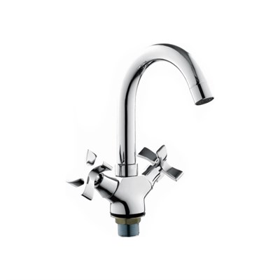 Смеситель для раковины 1/2 кер L1122-2 Ledeme высокий пов. излив, п/гайку, ХРОМ 549772