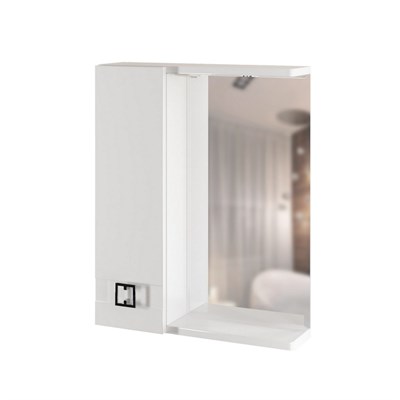 Зеркальный шкаф "КВАДРО-55" левый с подсветкой (ПВХ) 551700