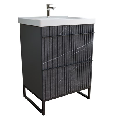 Тумба д/ванной "Окленд -60" Графит Мрамор под раковину Грэйс- 60 (DREJA) ЛОФТ (ПВХ) 551709