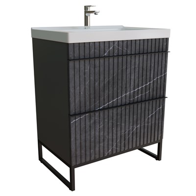 Тумба д/ванной "Окленд -70" Графит Мрамор под раковину Грэйс- 70 (DREJA) ЛОФТ (ПВХ) 551729