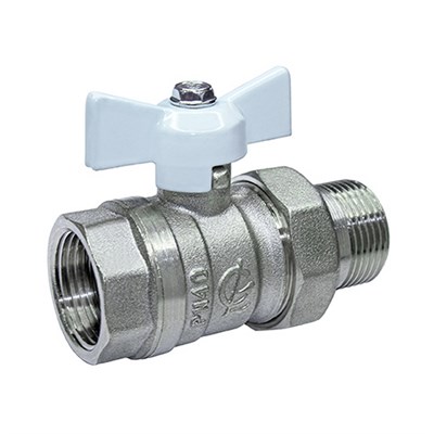 Кран шаровой со сгоном 3/4'' бабочка БЕЛАЯ 11б27п1 Стандарт 231 ГАЛЛОП никель PN40 551996