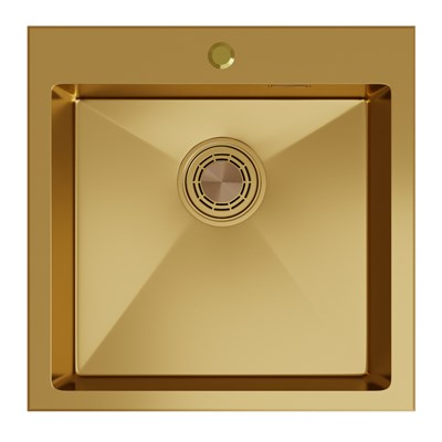Мойка настол.монтаж 50х50 (3,0) вып 3 1/2  MIXLINE PRO С ФАСКОЙ 20см с сифоном (золото) 550548