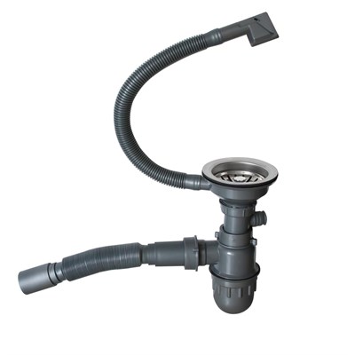 Сифон 3 1/2*40 с прямоуг. переливом, с гофрой 40*40 MIXLINE PRO для моек из нерж.ст. (САТИН) 551689