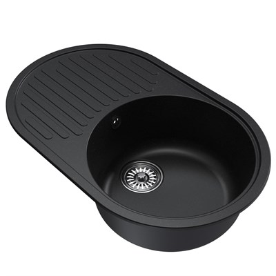 Мойка ML-GM16 КОМФОРТ овальная с крылом, ультра-черная (344), 730*460*180мм 551934