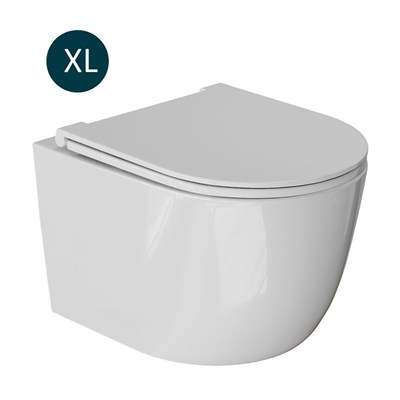 Унитаз подвесной безободковый WAVE LARA сид. дюропласт, м/л, быстр, БЕЛЫЙ глянец (XL) 551738