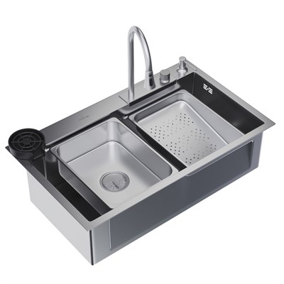 Мойка настол.монтаж 75х46 (3,0) вып 3 1/2  MIXLINE PRO 21,5см с сиф.(сатин)+доз+смесит+кол+д/р+о/с 552103