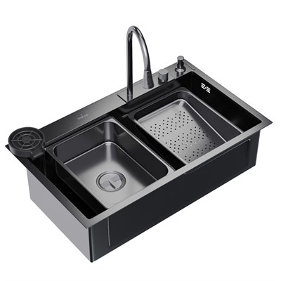 Мойка настол.монтаж 75х46 (3,0) вып 3 1/2  MIXLINE PRO 21,5см с сиф.(ч.граф)+доз+смесит+кол+д/р+о/с 552104