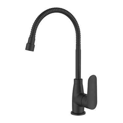 Смеситель для кухни 35к Milardo M07BL2FM05 "Meal" выс.гибкий излив, душ насадка, п/гайку ЧЕРНЫЙ мат 552743