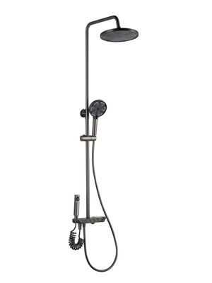 Душевая система 35к ПРОФСАН ПСМ-800-88GA клавиш.упр. лейка "Тропич. душ круг" + гигиен. лейка ГРАФИТ 553043