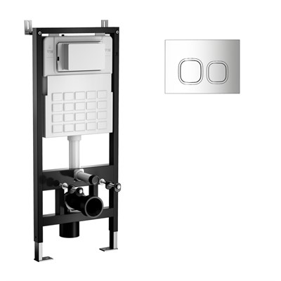 Система инсталляции WAVE W-500/002 Pn+A3, двухрежимная квадратная кнопка A3 хром, ПНЕВМАТИКА, 500 мм 552521