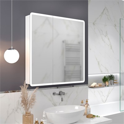 Зеркальный шкаф MIXLINE "Сканди" 800*800 (ШВ) 2 створки, универ. датчик движения,свет. подсветка 553164