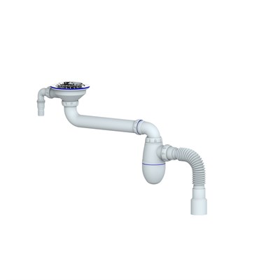 Сифон 3 1/2 BC10V со смещением, с носиком, с гофрой 40*40/50 UNICORN 553588