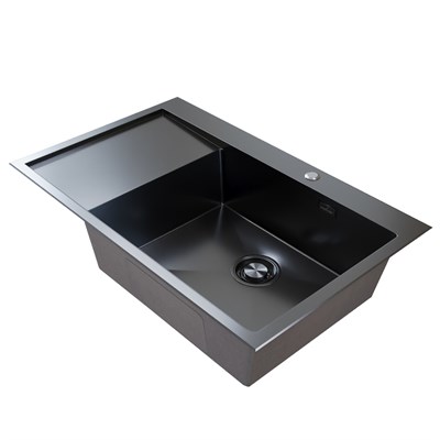 Мойка настол.монтаж 78х50 (3,0) прав. вып 3 1/2  MIXLINE PRO С ФАСКОЙ 20см с сифоном (черный графит) 552923
