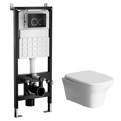 Комплект WAVE "Система инсталляции МЕХАНИКА 500+унитаз "STONE"+квадратная кнопка А2 черная" 553962