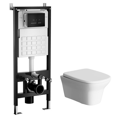 Комплект WAVE "Система инсталляции МЕХАНИКА 500+унитаз "STONE"+прямоугольная кнопка V2 черная" 553960