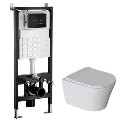 Комплект WAVE "Система инсталляции МЕХАНИКА 500+унитаз "TREND"+прямоугольная кнопка V2 черная" 553968