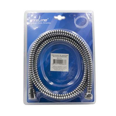 Шланг душевой 150 см имп/кон, ПВХ, черный/хром MIXLINE MIX-6-150 ЛЮКС (блистер) 553186