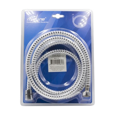 Шланг душевой 175 см имп/кон, ПВХ, белый/хром MIXLINE MIX-5-175 ЛЮКС (блистер) 553184