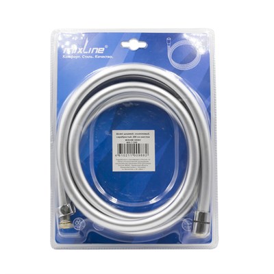 Шланг душевой 200 см имп/кон, силиконовый, серебристый MIXLINE MIX-7-200 ЛЮКС (блистер) 553192