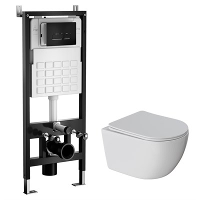 Комплект WAVE "Система инсталляции МЕХАНИКА 500+унитаз "ROUND"+прямоугольная кнопка V2 черная" 554295