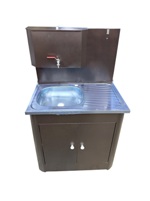 Рукомойник "Дуэт 2-х дверный" металл. 500х800 антич.медь (без ЭВН-20л,мойка НЕРЖ.лев/прав, кран мет) 554411