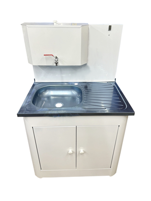 Рукомойник "Дуэт 2-х дверный" металл. 500х800 белый (без ЭВН-20л, мойка НЕРЖ.лев/прав, кран металл.) 554410