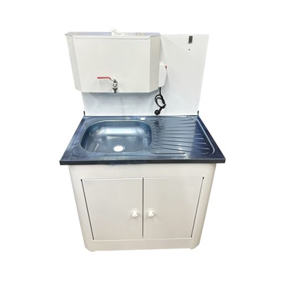 Рукомойник "Дуэт 2-х дверный" металл. 500х800 белый (с ЭВН-20л,мойка НЕРЖ.лев/прав, кран металл.) 554413