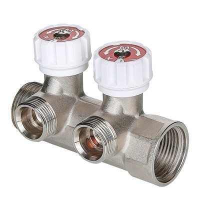 Коллектор 1''x3/4'' (евроконус) с регулировочными вентилями для подачи водоснабжения VALTEC (4 вых) 553113
