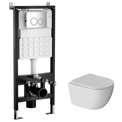 Комплект WAVE "Система инсталляции МЕХАНИКА 500+унитаз "ROUND"+круглая кнопка W3 хром" 554939