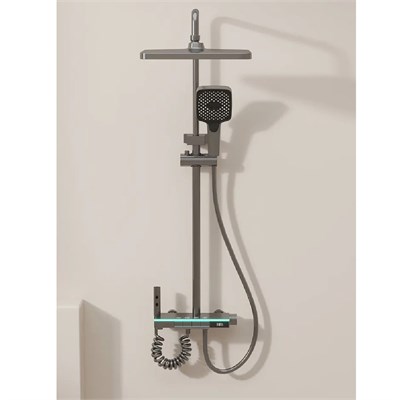 Душевая система 35к ПРОФСАН ПСМ-900-83GA клавиш.упр. лейка "Тропич. душ круг" + гигиен. лейка ГРАФИТ 555051