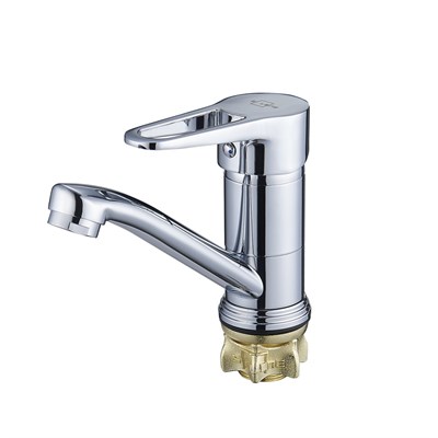 Смеситель для кухни 35к 4F-B045 SOLONE пов. кор. плоский излив L150мм, креп. п/гайку, хром, цинк 553338