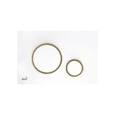 Кнопка смыва М775, пластик, белый/золотой 870244