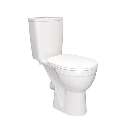 Унитаз-компакт "Ресса" белый (гориз, нижн, сид.полип, 2-х кноп.арм) (Rosa) 555678