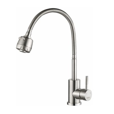 Смеситель для кухни 35к HB73304 HAIBA гибкий излив, б/отв боковая п/гайку НЕРЖ 555314