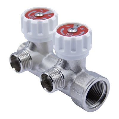 Коллектор 3/4''x1/2'' с регулировочными вентилями для подачи водоснабжения VALTEC  (2 вых) 555739