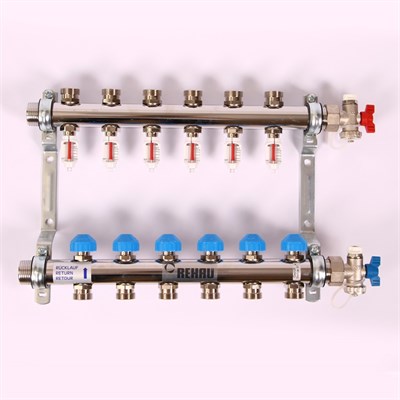 Колл.группа 1'х3/4' нерж 6 вых HKV-D с расходом и термостатич вентилями 873502