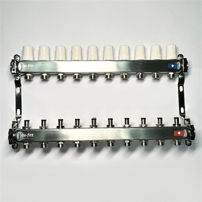 Колл.группа 1" х 10 вых 3/4" с балансировочными и термостатическими вентилями без конц, нерж. cталь 885917